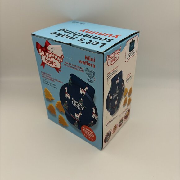 So Yummy by bella Mini Dunker Waffle Maker, Christmas Holiday Llama NEW - Picture 2 of 3